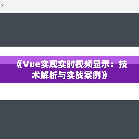 《Vue實現實時視頻顯示：技術解析與實戰(zhàn)案例》