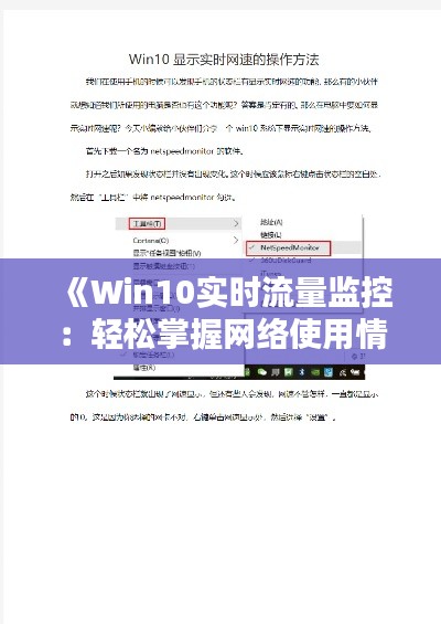 《Win10實(shí)時(shí)流量監(jiān)控：輕松掌握網(wǎng)絡(luò)使用情況》