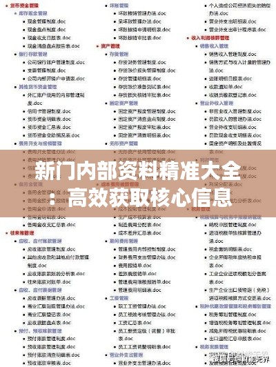 新門內(nèi)部資料精準(zhǔn)大全：高效獲取核心信息