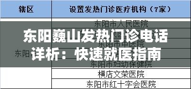 東陽巍山發(fā)熱門診電話詳析：快速就醫(yī)指南