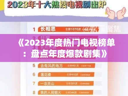 《2023年度熱門電視榜單：盤點年度爆款劇集》