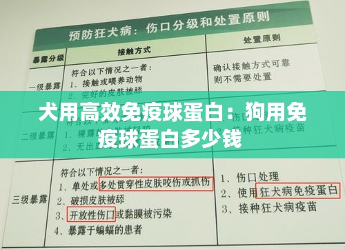 犬用高效免疫球蛋白：狗用免疫球蛋白多少錢 