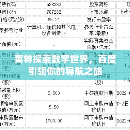 萊特探索數(shù)字世界，百度引領(lǐng)你的導(dǎo)航之旅