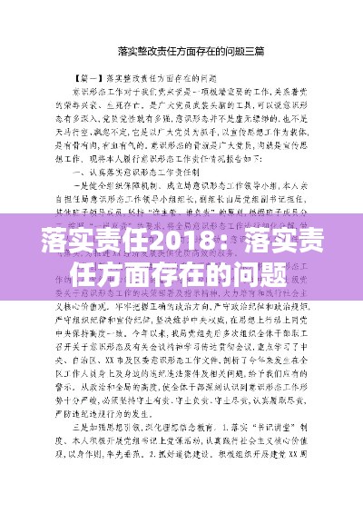 落實責任2018：落實責任方面存在的問題 