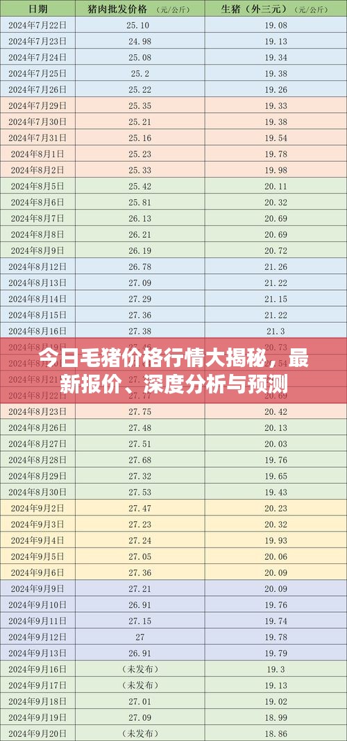 今日毛豬價格行情大揭秘，最新報價、深度分析與預(yù)測