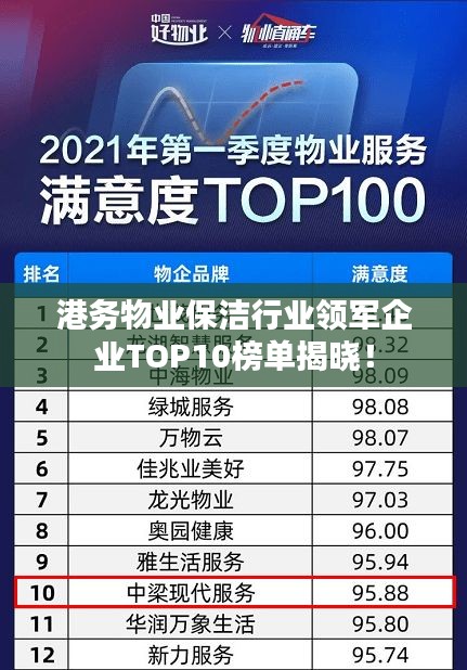 港務(wù)物業(yè)保潔行業(yè)領(lǐng)軍企業(yè)TOP10榜單揭曉！